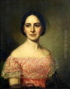 George P. A. Healy . Portrait Of A New Jersey Lady With Lace Collar, Signed Center Right And Dated 1858