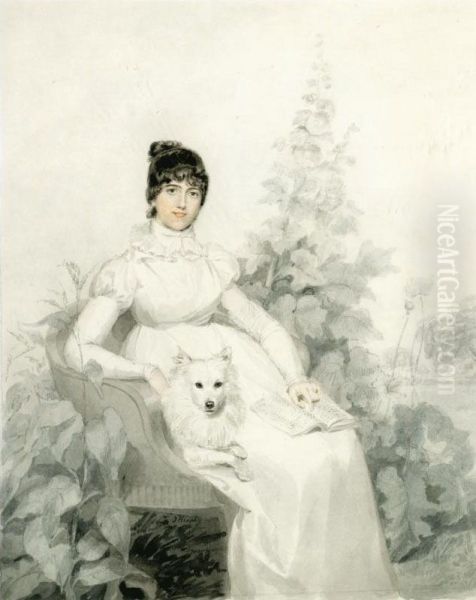 Portrait Of Miss Godfrey, Seated With Her Dog - view 1
