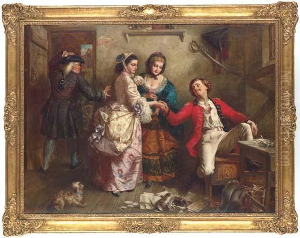 Probably Oliver Goldsmith Discovering His Mistake. 'olivergoldsmith, Having Mistaken A Gentleman's House For An Inn,discovers His Error On Offering Gratuities To The Family Who Hadwaited On Him, Next Morning' - view 1