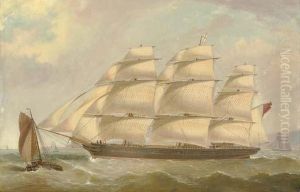 The China Clipper Kate Carnie Under Full Sail Off The Coast by Isaac Heard
