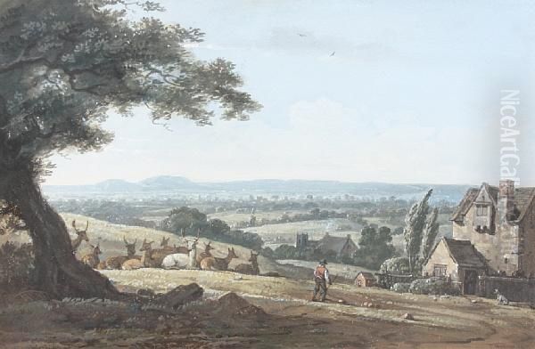 Figure Approaching A House, A Vistabeyond - view 1