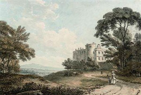 View Of Appleby Castle, Appleby-in-westmorland, Cumbria, With Elegant Figures In The Foreground - view 1