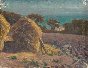 Haystacks Overlooking The Sea by Frank Gascoigne Heath