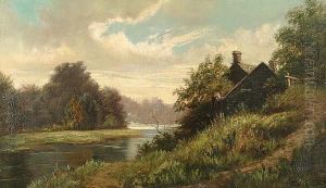 A River Landscape by Frank Gascoigne Heath
