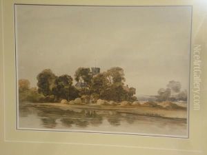 Haymakers Before A Riverside Church by John Moyer Heathcote