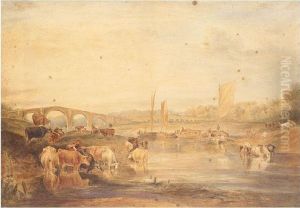 A View Of Walton Bridge, Oatlands In The Distance by John Moyer Heathcote