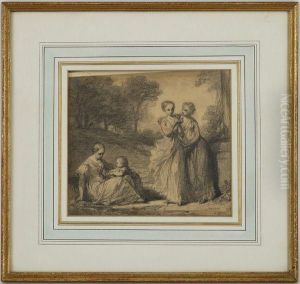 Jeunes Femmes Et Enfant, Scene D'exterieur by Jules Hebert
