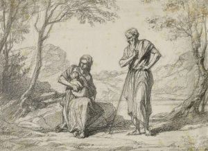 Die Heilige Familie Bei Der Rast by Jules Hebert