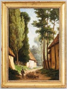 Hebert , Berger Et Son Troupeau by Jules Hebert