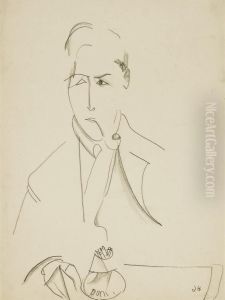 Portrait De Modigliani A La Pipe by Jeanne Hebuterne