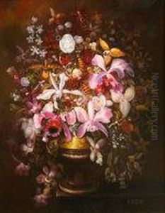 Floral Bouquet In An Urn Shaped Vase Floral Bouquet In An Urn Shaped Vase