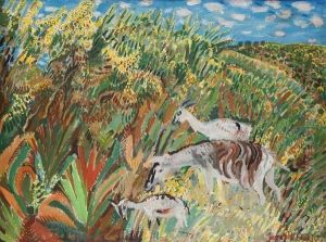 Bouquetins Dans La Prairie by Joseph Hecht