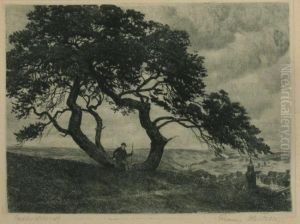 Landschaft Mit Rastendem Wanderer by Franz Hecker
