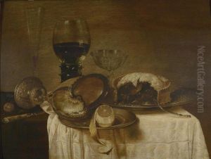 Stilleben Mit Nautilusbecher, Romerglas Und Zinntellern Mit