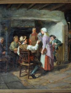 "a Glad Eye" - Figures In A Tavern Inglenook by Ralph Hedley