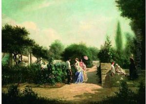 Elegantes Dans Un Jardin by Edmond Hedouin