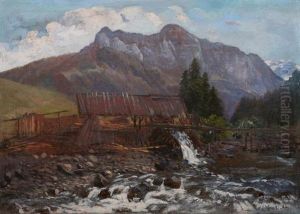 Old Mill In The Alps by Elisa Heer