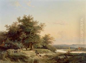 Flusslandschaft Mit Figurlicher Staffage by Georgius Heerebaart