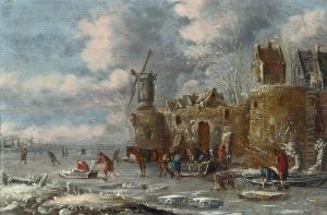 Eisvergnugen Vor Den Mauern Einer Stadt by Thomas Heeremans