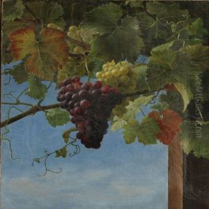 Grape Plants With Green And Blue Grapes by Ida Marie Margrethe Heerfordt