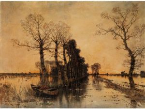 Moorlandschaft Mit Uberschwemmter Allee by Karl Heffner