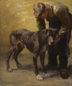 Mann Mit Dogge. by Emanuel Hegenbarth