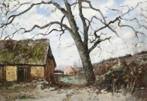 Landscape With Tree Near The Farmhouse by Louise Heger