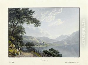 View From Lake Shore Path Towards The Village by Franz Hegi