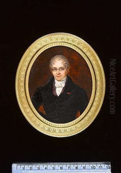 The Comte De Reiset, Wearing Black Coat With Red Ribbon On His Lapel, Purple Waistcoat, White Chemise, Tied Stock And Spectacles. - view 1