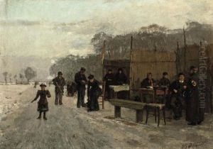 Gathering On The Ice by Johannes Gerardus Heijberg