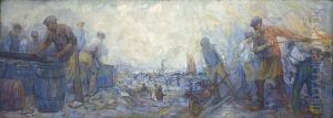 Steel Workers Near A Harbour by Herman Heijenbrock