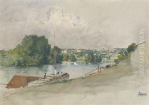 Vue Des Bords De Seine by Ferdinand Heilbuth