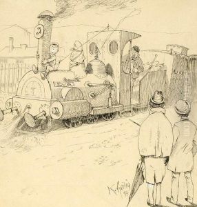 Dampflokomotive Eva. Am Schornstein Halt Sich Ein Kind Fest by Karl Heilig