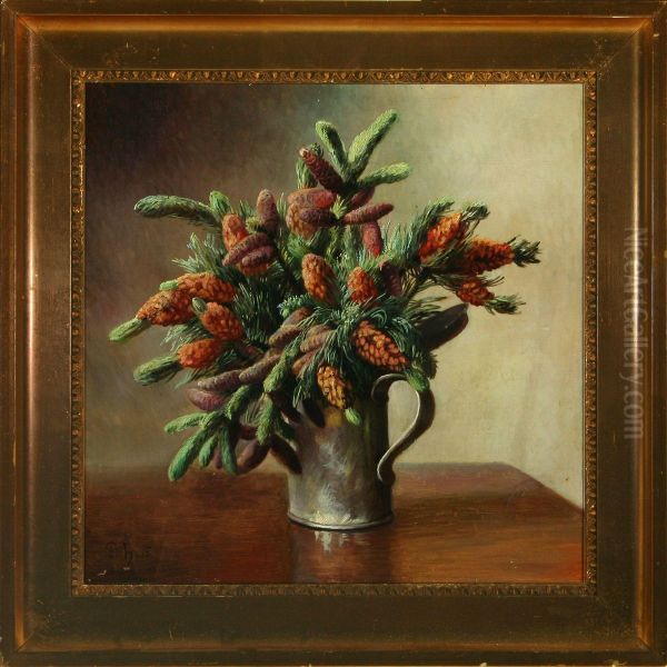 Fur And Spruce Cones In A Vase - view 1