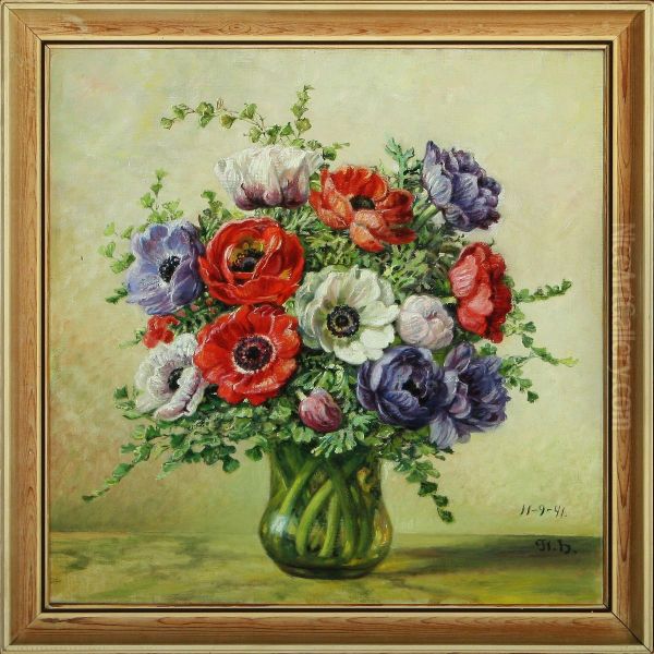 Flowers In A Glass Vase - view 1