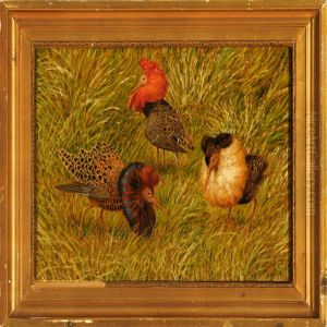 Three Ruffs On Grass by Gerhard V.E. Heilmann