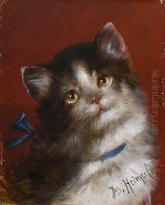 Katzchen Mit Blauer Schleife by Josef Heimerl