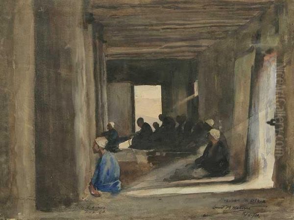 "moschee In Dikoa", Hauptstadt Von Deutsch-bornu In Kamerun
Aquarell, Signiert, Datiert: (19)11, Bezeichnet, Mit Widmung - view 1
