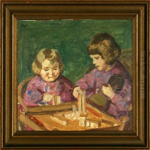 Children Portrait Of Silversmith Georg Jensen's Daughters, Lise And Birgitte by Einar Hein