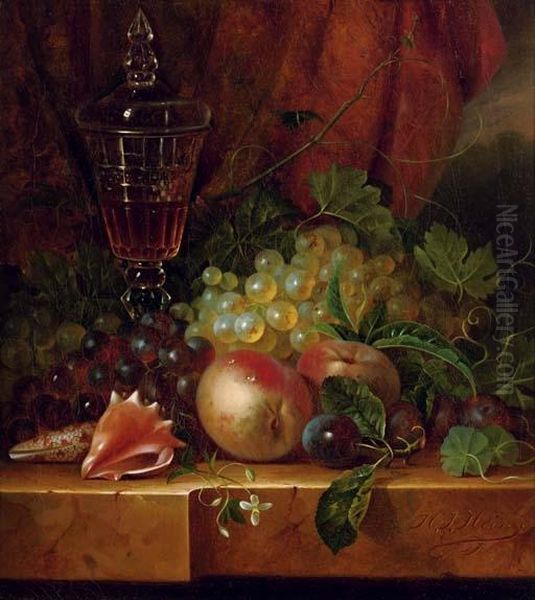 Fruit And Seashells On A Ledge - view 1