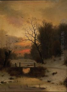 Winter Landscape At Dusk by Eduard, Hein Jr.