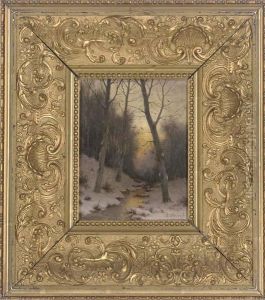 Sunset Over A Stream Through A Snowy Forest by Eduard, Hein Jr.