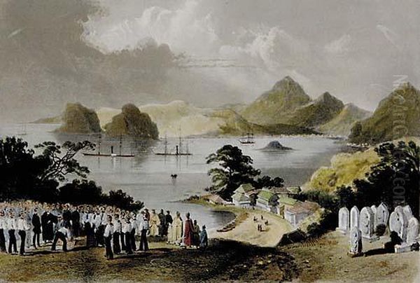 Nine Works Eight From Narrative Of The Expedition Of An American Squadron To The China Seas And Japan Under The Command Of Commodore Mc Perry Together With The Arrival Of The United States War Steamer At Honolulu From Sketch By Daniel Winter Wt - view 1