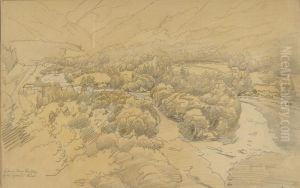 3 Bll.: Landschaftsstudien. by Johann Baptist Heinefetter