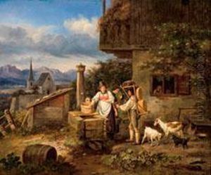 Stelldichein Am Brunnen by Johann Philipp Heinel