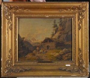 Berglandschaft Mit Personen. 1857. by Johann Philipp Heinel