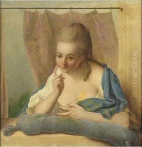 Jeune Femme Accoudee A Une Fenetre by Johann Heinrich
