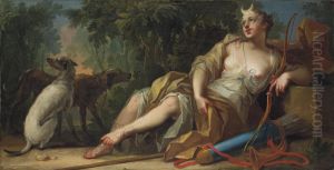 Diana Reclining In A Forest Landscape, Her Hounds Beside
