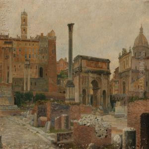 View From Forum Romanum In Rome by Heinrich Hansen