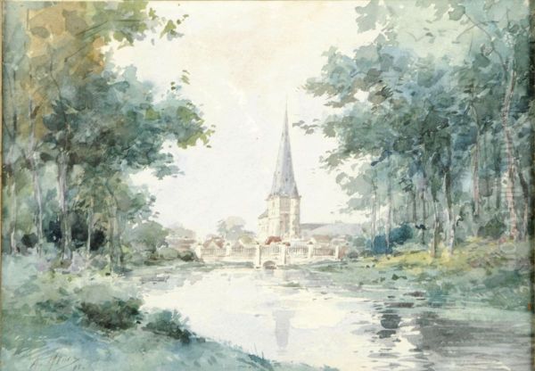 Riviere Avec Village Dans Le Lointain - view 1